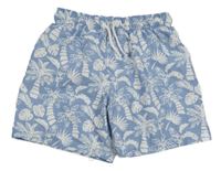 Modro-bílé plážové kraťasy s palmami H&M