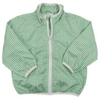 Zeleno-bílá kostičkovaná šusťáková jarní bunda H&M