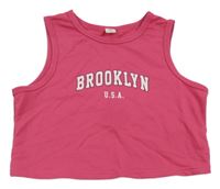 Ružový crop top s nápisom shein