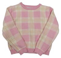 Ružovo-smotanový kockovaný sveter Primark