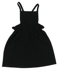 Čierne rebrované šaty s volánikom V by Very