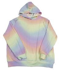 Barevná pastelová žebrovaná úpletová mikina s kapucí H&M