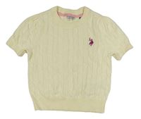 Biela vzorovaná svetrová crop vesta s logom U.S POLO ASSN.