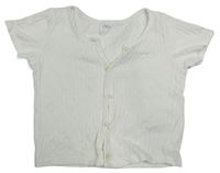 Biele rebrované prepínaci crop tričko Zara