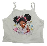 Bílý crop top s dívkou Shein
