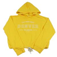 Žltá crop mikina s nápismi a kapucňou H&M
