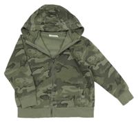 Khaki-černá army propínací mikina s kapucí Next