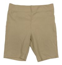 Béžové rebrované elastické kraťasy