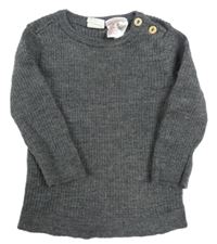 Sivý rebrovaný vlnený sveter H&M