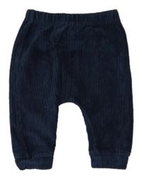 Tmavomodré rebrované zamatové tepláky