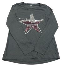 Antracitové triko s hvězdou z flitrů Yigga