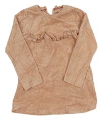 Ružová šatová zamatová mikina s volánikom M&S