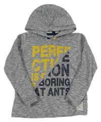 Tmavomodrá melírovaná mikina s nápisom a kapucňou