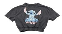 Antracitová tepláková crop vesta so Stitchem Disney