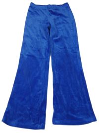 Tmavomodré plyšové flare tepláky H&M