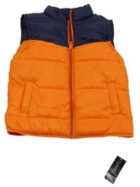 Nové - Oranžovo-tmavomodrá šusťáková zateplená vesta Dunnes Stores
