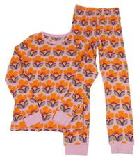 Růžovo-neonově oranžovo-barevné květované pyžamo Next