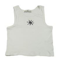 Biely rebrovaný crop top so sluncem C&A