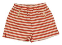 Smetanovo-jahodové pruhované kraťasy s gombíkmi