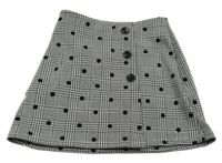 Čierno-biela kockovaná puntákatá sukňa Primark