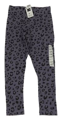 Nové - Šedofialovo-černé legíny s leopardím vzorem Dunnes Stores