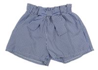 Tmavomodro-biele pruhované kraťasy s mašlou