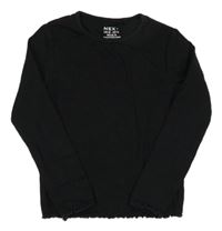 Čierne rebrované crop tričko Next