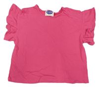 Fuchsiové crop tričko s volánikmi Hip&Hopps