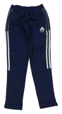 Tmavomodro-bílé sportovní tepláky s logem Adidas