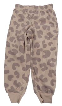 Starorůžovo-fialové fleecové tepláky s leopardím vzorem H&M