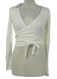 Nové - Dámské bílé žebrované crop zavinovací triko Stradivarius