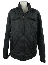 Pánská černá šusťáková prošívaná zateplená bunda Dunnes 