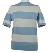 Dámske bielo-svetlomodré pruhované pletené tričko