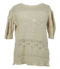 Dámský béžový ažurový svetr s krátkými rukávy Damart 