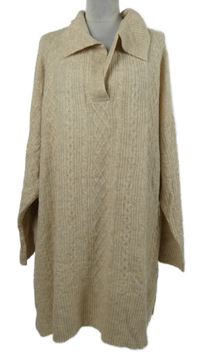 Dámská béžová vzorovaná svetrová tunika s límečkem Peacocks 