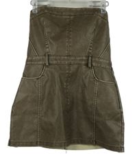 Dámské hnědé koženkové minišaty bez ramínek PrettyLittle Thing