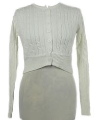 Dámský bílý vzorovaný crop propínací svetr 