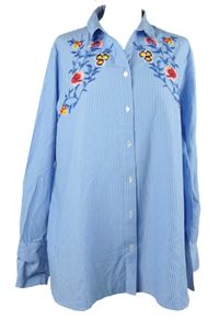 Dámská světlemodrá proužkovaná halenka s květy Cortefiel 