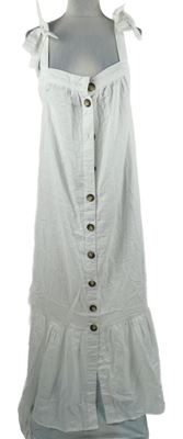 Dámské bílé plátěné midi šaty Primark 