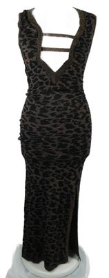 Dámské černo-zlaté vzorované svetrové dlouhé šaty Asos 