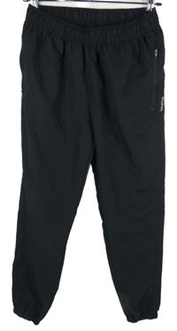 Pánské černé šusťákové cuff kalhoty Domyos 