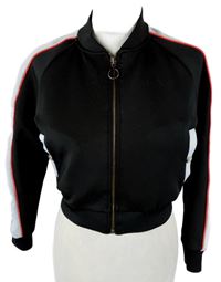 Dámská černá sportovní crop mikina s pruhy The Couture Club
