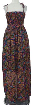 Dámske farebné vzorované žabičkové žoržetové dlhé šaty George