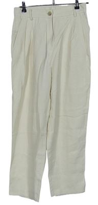 Dámske smotanové paperbag nohavice H&M
