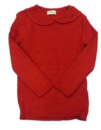 Červený rebrovaný sveter s golierikom F&F