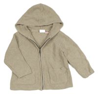 Béžový propínací svetr s kapucí Zara