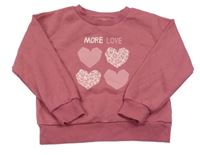 Rubínová mikina se srdíčky Primark