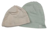 2x bavlněná čepice světlerůžová+ pruhovaná 