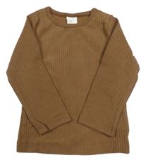 Hnědé žebrované triko H&M