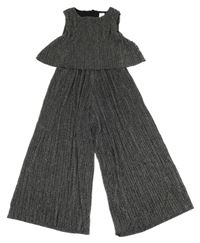 Černo-stříbrný kalhotový overal C&A